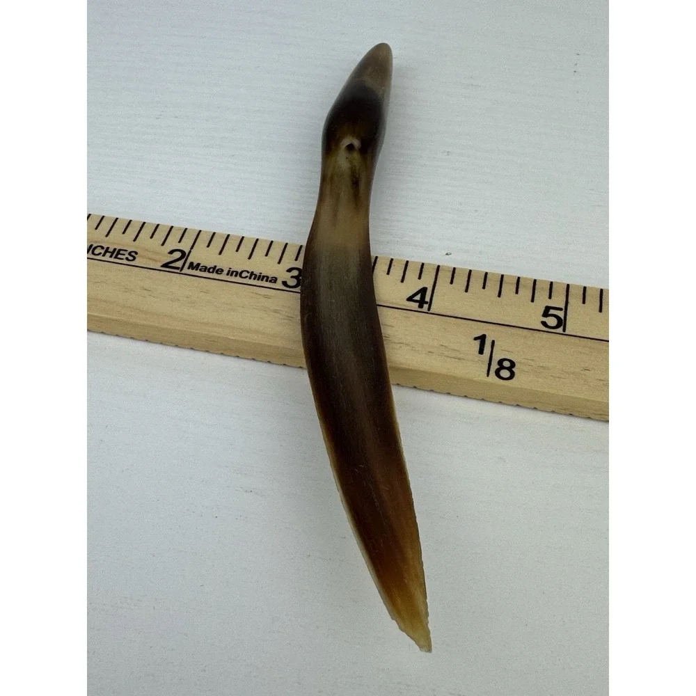 Vintage Antique Natural Horn Letter Opener Paper Knife Curved Brown‎ Desk Tool
